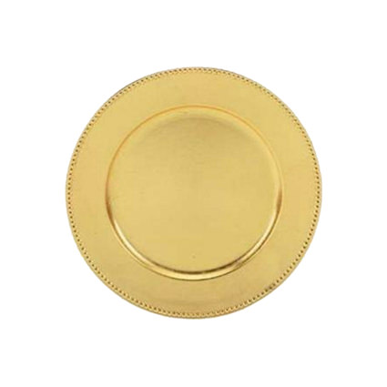Acrylic Charger Gold Beaded 13 - Fidan Event Rentals