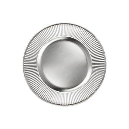 Acrylic Charger Sunburst Silver 13 - Fidan Event Rentals